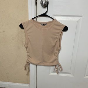 Rib knit Drawstring Side Tank Top
